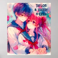 Adorable Anime Themed Valentine's Day Personalized Poster