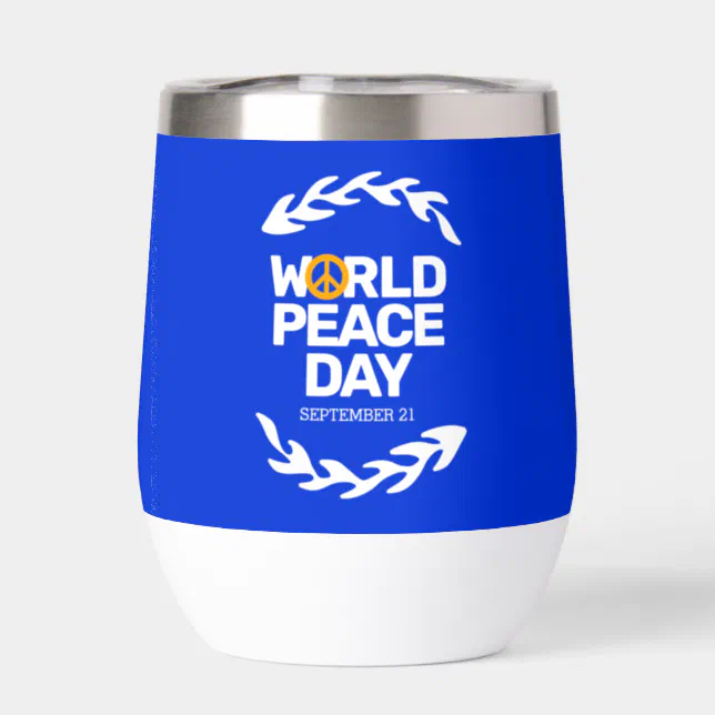 Blue Orange World Peace Day Peace Sign Thermal Wine Tumbler