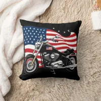 Cruising with pride beside the American flag Throw Pillow