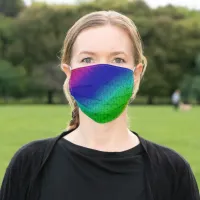 Diag Rainbow Gradient Floral Pattern Blue Green Adult Cloth Face Mask