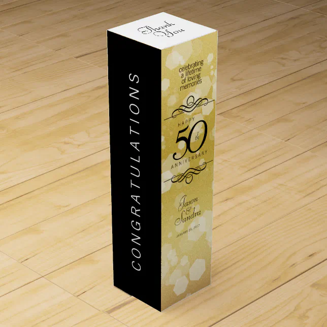 Elegant 50th Golden Wedding Anniversary Wine Box