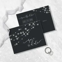 Modern String Lights Save the Date B&W ID585 Announcement Postcard