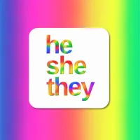 he she they pronouns square sticker