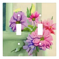 Pink and Purple Vintage Flowers  Light Switch Cover