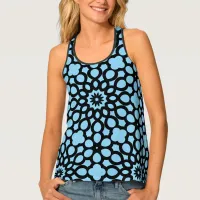 Sky Blue and Black Snowflake pattern Tank Top