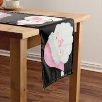 Pink Christmas Icons on Black | Long Table Runner