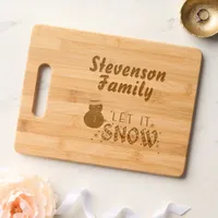 Christmas Let It Snow Monogram Name etched Cutting Board