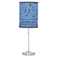 Cat Doodles, Funny Black and White Kitties Pattern Table Lamp