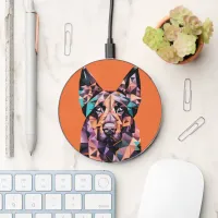 Geometric German Shepherd Wireless Charger