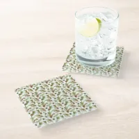 Pretty Pine Cones and Cuttings Botanical Glass Coaster