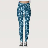 Nautical Anchors Boating Yachting Navy Blue Leggings