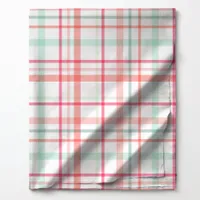 Bright Pastel Pink And Green Plaid Pattern Fabric