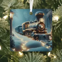 Old-Fashioned Christmas Train Winter Wonderland Metal Ornament