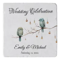 Rustic Woodland Love Birds Celebration Trivet