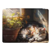 Napping Kittens in the Garden Shed Oil Painting iPad Pro Cover