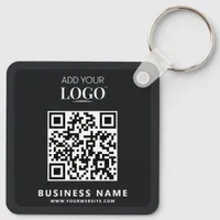 Business Logo Qr Code Promotional Modern Black  Keychain