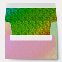 Diag Rainbow Gradient Floral Pattern Red Green Envelope