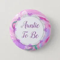 Aunt To Be Baby Shower Pink & Purple    Button