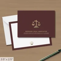 Gold Scale Burgundy Legal Note Card