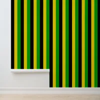 Jamaican Flag Colors Bold Striped Pattern Wallpaper