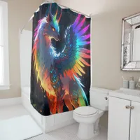 Majestic Kaleidoscope Phoenix Vibrant Colors Shower Curtain