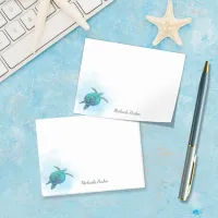 Sea Turtle Watercolor Ocean Personalized Post-it Notes