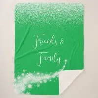 White glitter, monogrammed on green | sherpa blanket