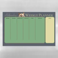 Kids Green Blue Name Cat Weekly Planner Magnetic Dry Erase Sheet