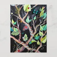 Leaves and Butterflies Illustration Postcard