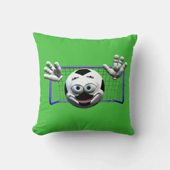 Funny Cartoon Soccer Ball Throw Pillow