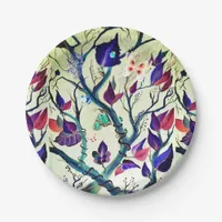 Leaves and butterflies painting paper plates