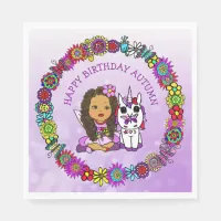 Fairy and Unicorn Personalized Birthday Napkins