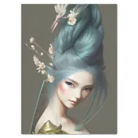 Japanese blue-haired Princess Fantasy Art Poster Tissue Paper