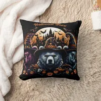 Halloween bears in fun costumes throw pillow