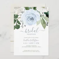 Bridal Shower Watercolor Bouquet Dusty Blue Invitation