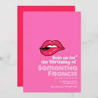 Hot-Pink Pop Art Retro Birthday  Invitation