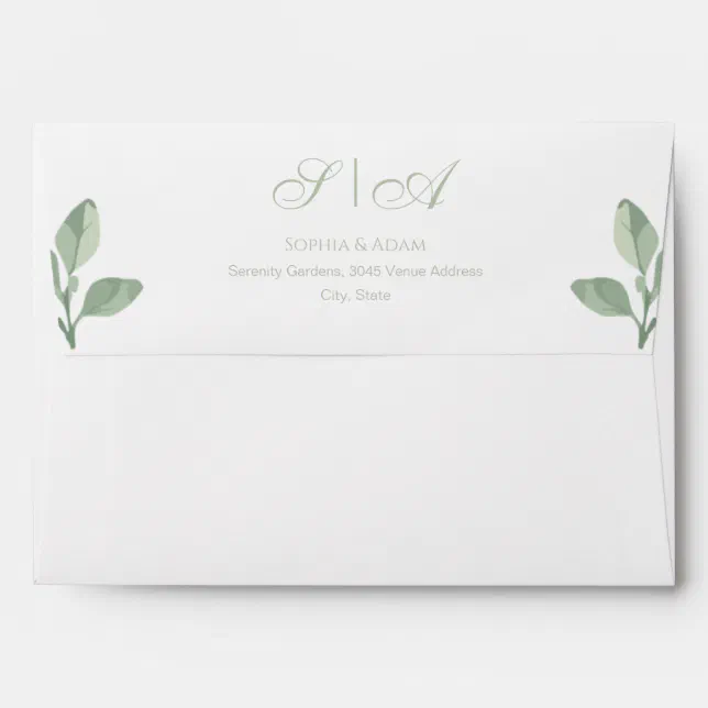 Rustic Watercolor Greenery Wedding Details Envelope