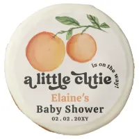 A Little Cutie Is On The Way Orange Baby Shower  Sugar Cookie