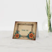 Elegant Vintage Floral Wedding Thank You Card