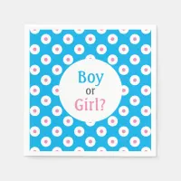 Boy or Girl? Pink on Blue Polka-Dot Gender Reveal Napkins