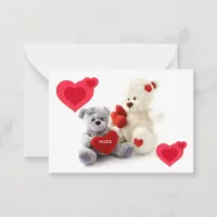 Gray & White Bear & Hearts Valentines Kids Cards