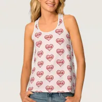 Cute Red Love Hearts Pink Tank Top