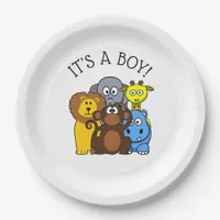 Its a Boy Baby shower Plate Zoo Animal Themed