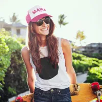 Hot Pink Sports Style Outline Mama Trucker Hat