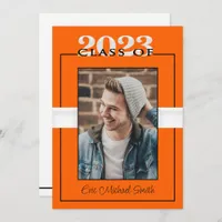 Class of 2023 Orange & Black Graduation Party Invitation