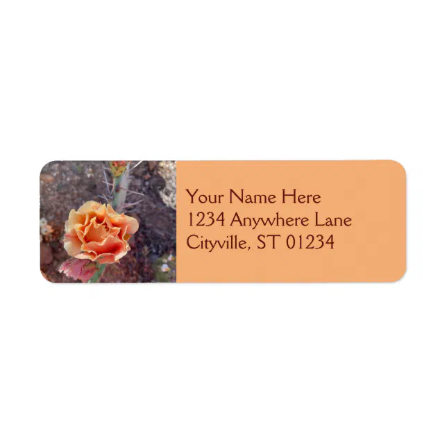 Pretty Peach Prickly Pear Flower Label