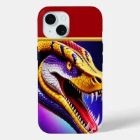 Cobra vibrant red purple white and yellow scales  iPhone 15 case