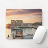 Cyprus Kyrenia Watercolor Sketch with Yacht |  Mouse Pad