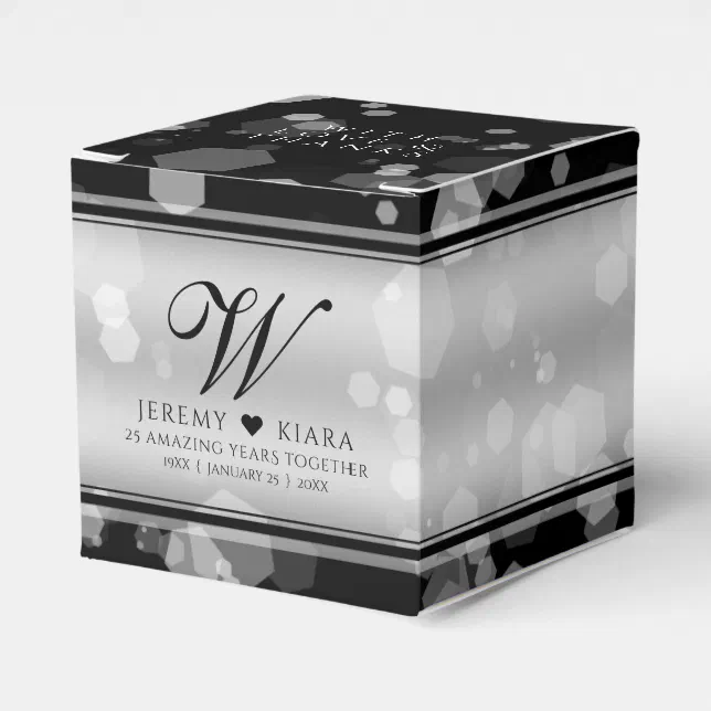 Elegant 25th Silver Wedding Anniversary Favor Boxes