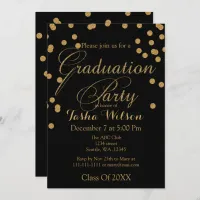 Black and Gold Glitter Graduation Invite